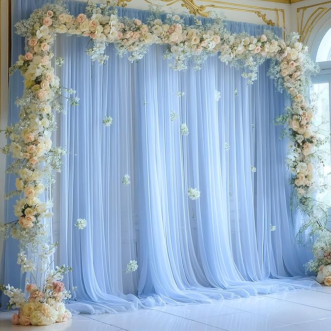 Baby Blue Tulle Backdrop Curtain - Image 4