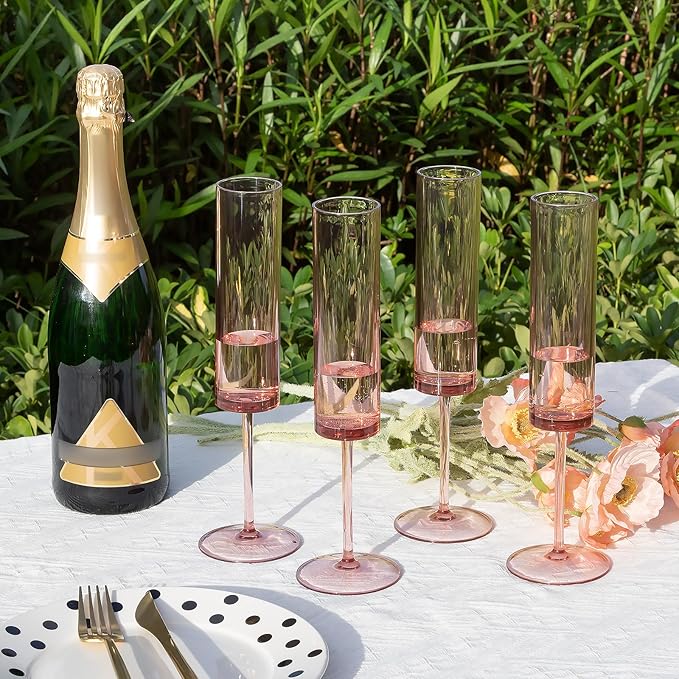 50 PCS Pink Champagne Flutes Plastic 5.4 OZ Clear Acrylic Champagne Flutes - Image 6
