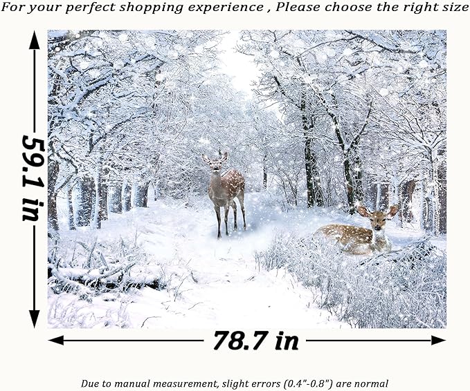 QGHOT Winter Tapestry Wall Hanging, Snow Scene Backdrop Winter Wonderland Wall - Image 7