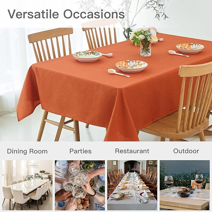 maxmill Linen Textured Rectangle Tablecloth Water Resistant Wrinkle Free - Image 9
