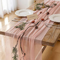 3pcs Pink Gauze Rustic Cheesecloth Table Runner 120 Inch 10 FT by KEKETOARRANGE