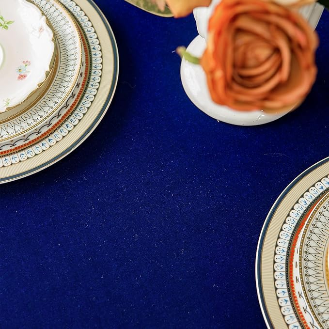 Velvet Tablecloth Luxurious Solid Round Table Cloth, Oblong Retro Farmhouse - Image 7