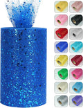 Glitter Tulle Rolls, 6” by 50 Yards Sparkling Tulle Spool Ribbon Sequin Tulle by Miegecha