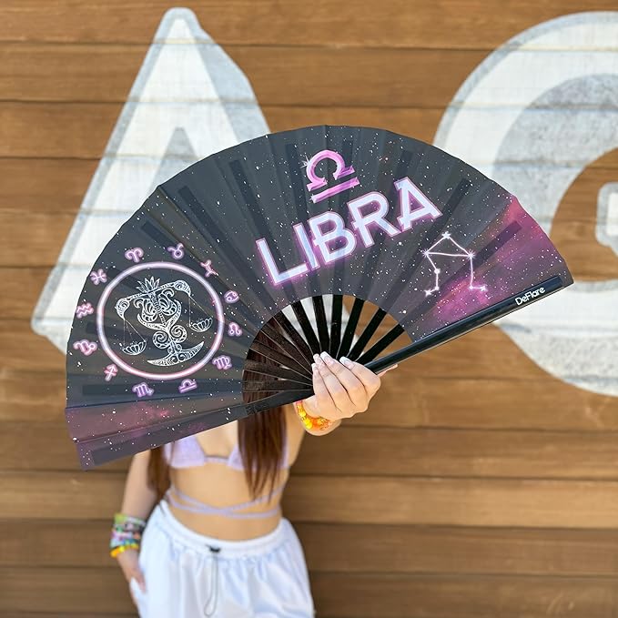 DeFlare | Cosmic Zodiac Rave Fan | Zodiac Sign Hand Fan | Astrology Rave Fan | - Image 4