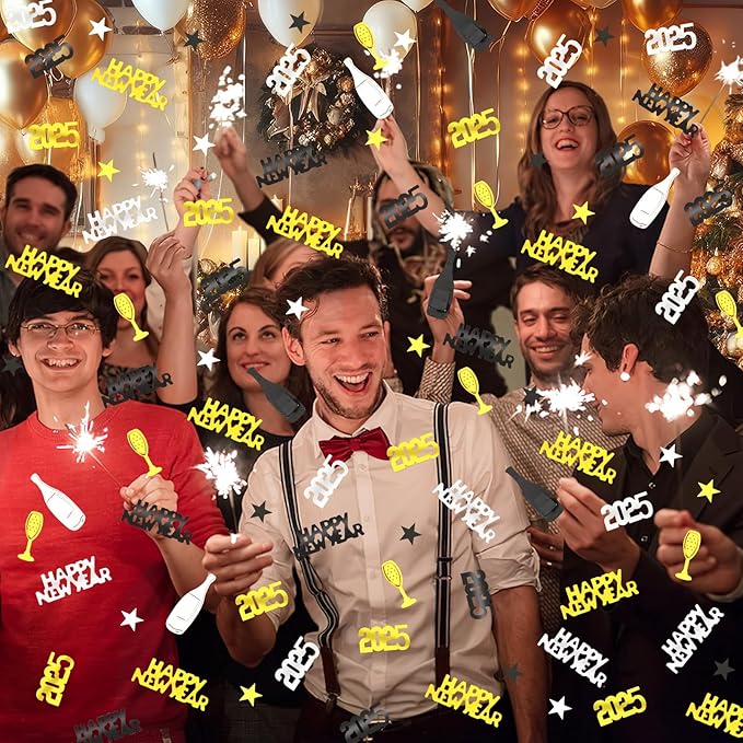 MARFOREVER 2026 New Years Confetti, New Year Eve Party Confetti Black Gold - Image 6