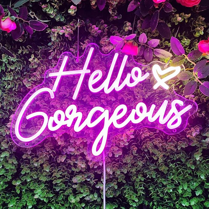 Hello Gorgeous Neon Signs Hello Gorgeous Wall Decor, Hello Gorgeous Bathroom - Image 6