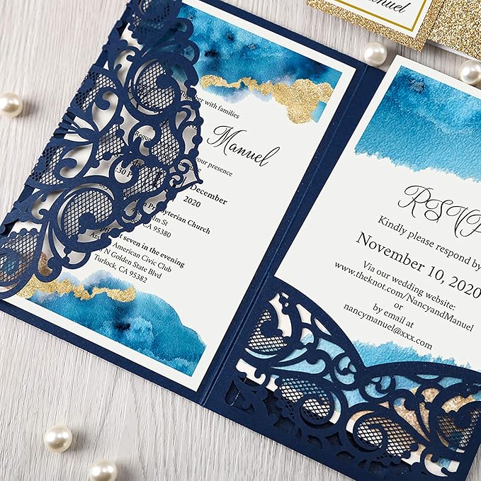 DORIS HOME 50PCS Laser Cut Wedding Invitations - Image 3