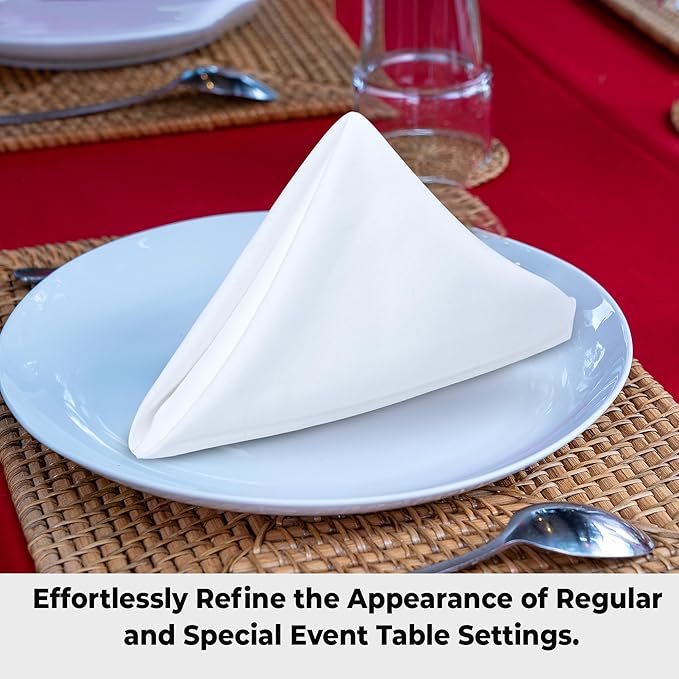 Urban Villa White Cloth Napkins Set of 12 100% Cotton Dinner Napkins Cloths - Image 5