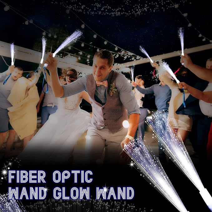 50 Pcs White Fiber Optic Wands Bulk Wedding Sparklers Party Favors LED Light - Image 3