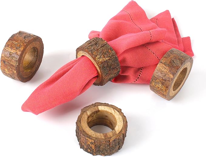 Farmhouse Rustic Wood Napkin Rings Set of 12 - Image 8