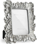 Silver 3x5 Picture Frame, Vintage Silver Palm Leaves Textured Hand-Crafted Resin by Cuspin