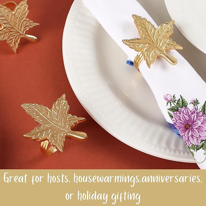Set of 12 Gold Leaf Napkin Rings - Image 7