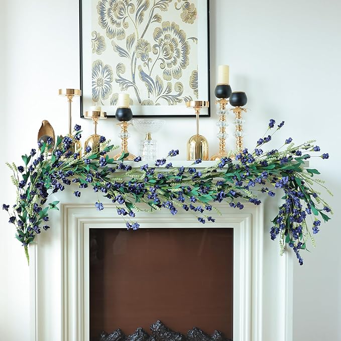 Mizii Blue Artificial Flower Garland 6FT Fake Wildflower Floral Garland Hanging - Image 3