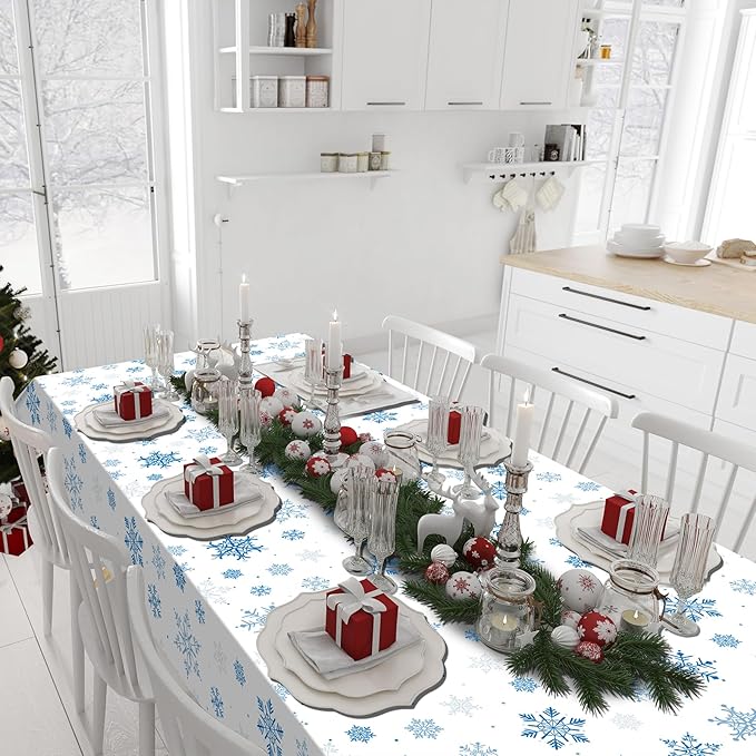4.5x100 Feet Roll of Christmas Plastic Tablecloth Decorations, Disposable White - Image 7