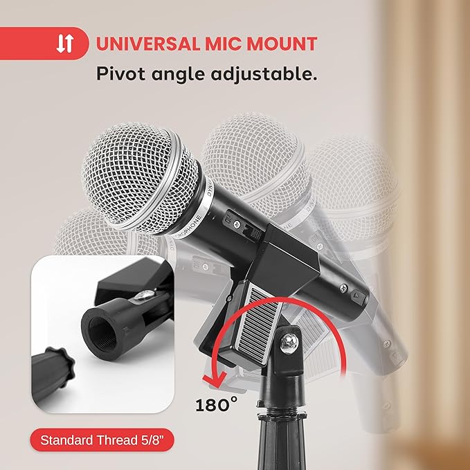 Pyle Tripod Microphone Stand, Height Adjustable from 39.37" to 66.14'' - Image 4