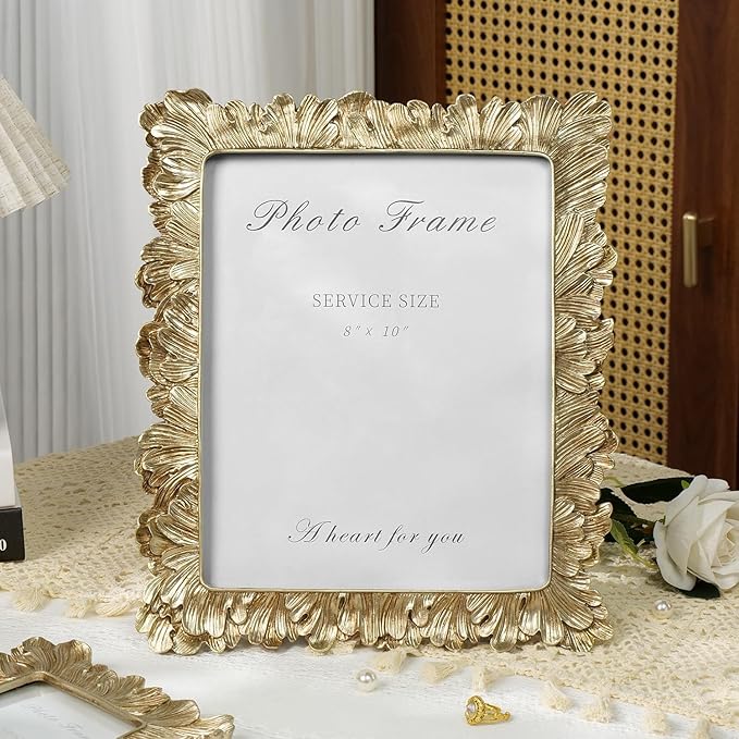 Cuspin 8x10 Picture Frame Vintage Gold Frames, Elegant Photo Frame - Image 4