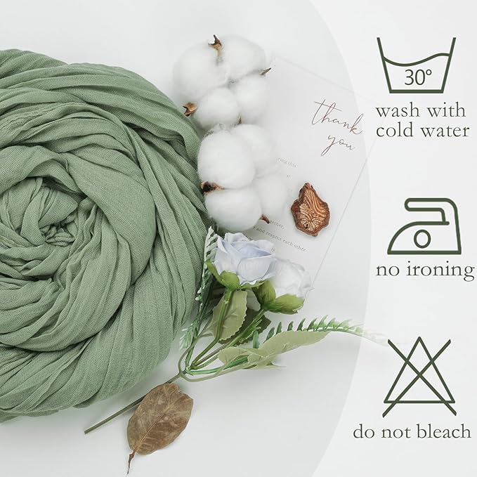 12 Pack Sage Green Cheesecloth Table Runner 10ft Boho Gauze Fabric Cheese Cloth - Image 5