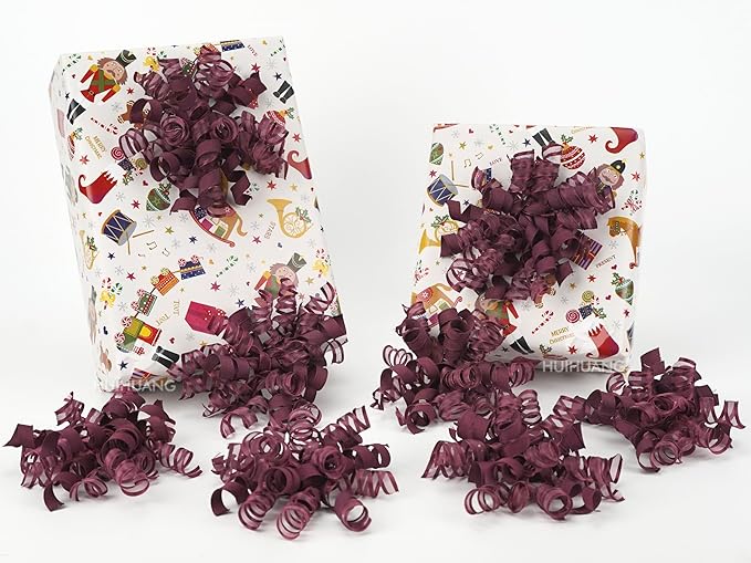 HUIHUANG Christmas Bows for Gift Wrapping Burgundy Curly Gift Bow 5 inch x 8 by HUIHUANG