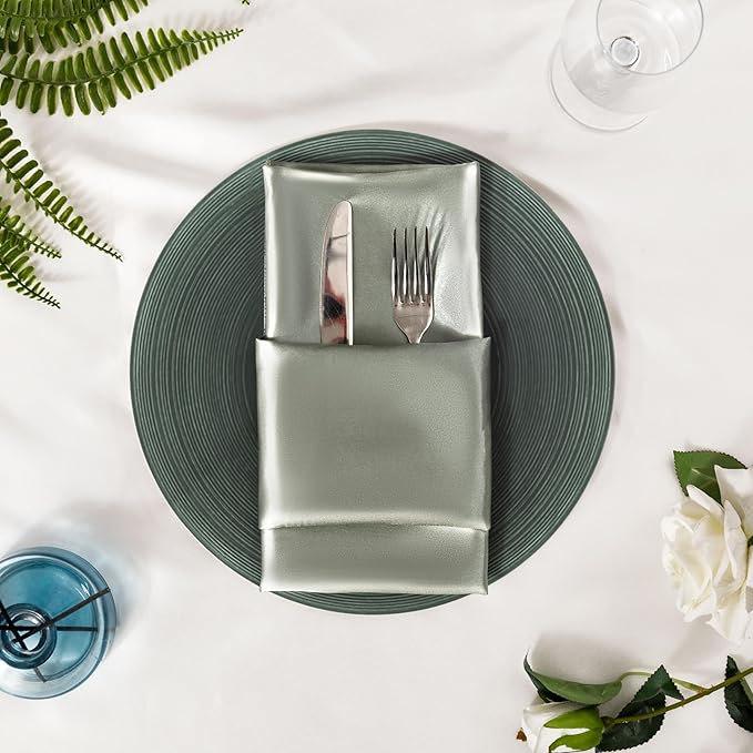 36 Pack Square Satin Dinner Napkins, 16x16 Inches Silky Soft Smooth Table Cloth - Image 4
