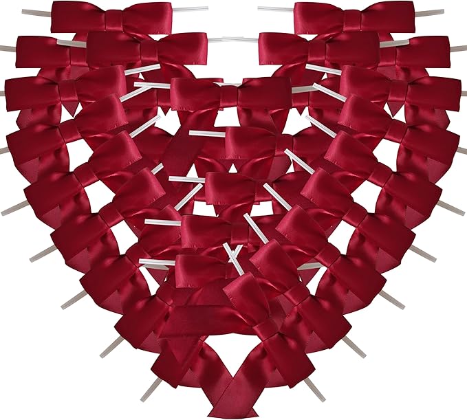 3-1/2" Burgundy Satin Ribbon Bows by Micomon