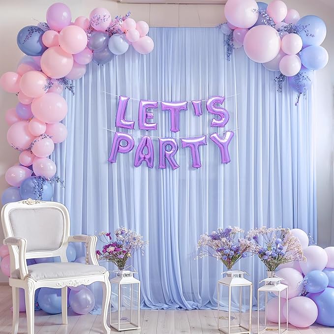 10ft x 10ft Baby Blue Backdrop Curtains, Wrinkle-Free Sheer Chiffon Fabric - Image 5