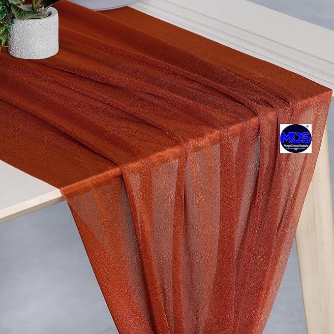 MDS 5 Pack 10ft Chiffon Table Runner 29 x 120 Inches Sheer Wedding Runner - Image 4