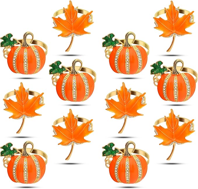 KPOSIYA Fall Napkins Rings, Fall Banquet, Holiday Dinner Party by KPOSIYA
