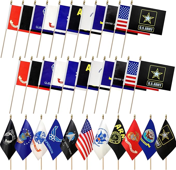 22 Pack All Branches Military Service Flags Set Small Mini Army Armed Forces by LyButty