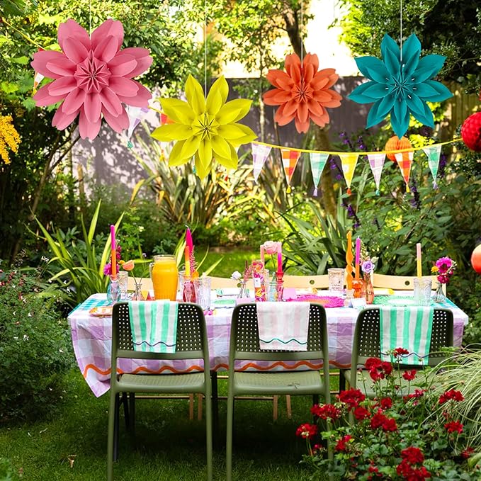 ADLKGG Hanging Colorful Paper Flower Fans Decorations, Flower Paper Fan Event - Image 3