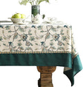 patdrea Designer Green Linen Extra Long Rectangle Tablecloth, Vintage Floral by Welcometopatdrea