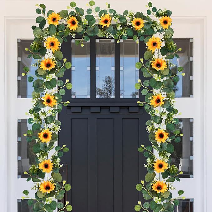 Uieke 2 Pack Artificial Sunflower Garland, 6ft/Strand Silk Sunflowers Hanging - Image 7