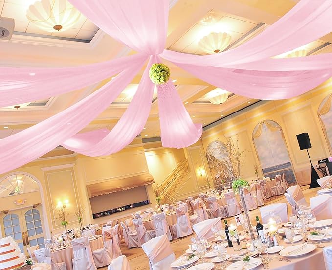 6 Panels Pink Ceiling Drapes for Wedding 5ftx20ft Ceiling Drapes Wedding Arch - Image 7