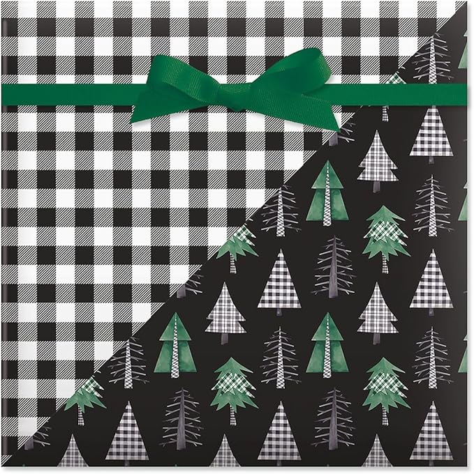 Current Christmas Tree Farm Double-Sided Jumbo Rolled Gift Wrap, Premium by Current
