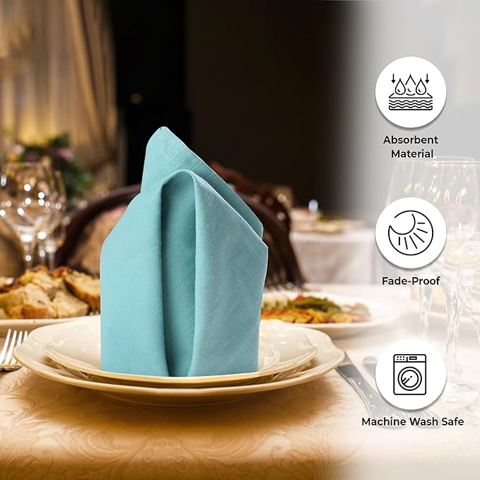 Urban Villa Easter Napkins Aqua Color Cloth Napkins Oversized 20x20 Inches 100% - Image 2