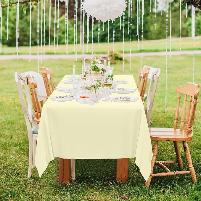 QZYL 12 PCS Ivory Plastic Tablecloths, 54 in x 108 in Dinner Table Cloths - Image 8