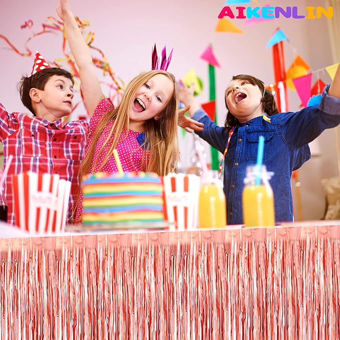 6 Pack 29x108 Inch Metallic Foil Fringe Tinsel Table Skirts Banner - Image 5