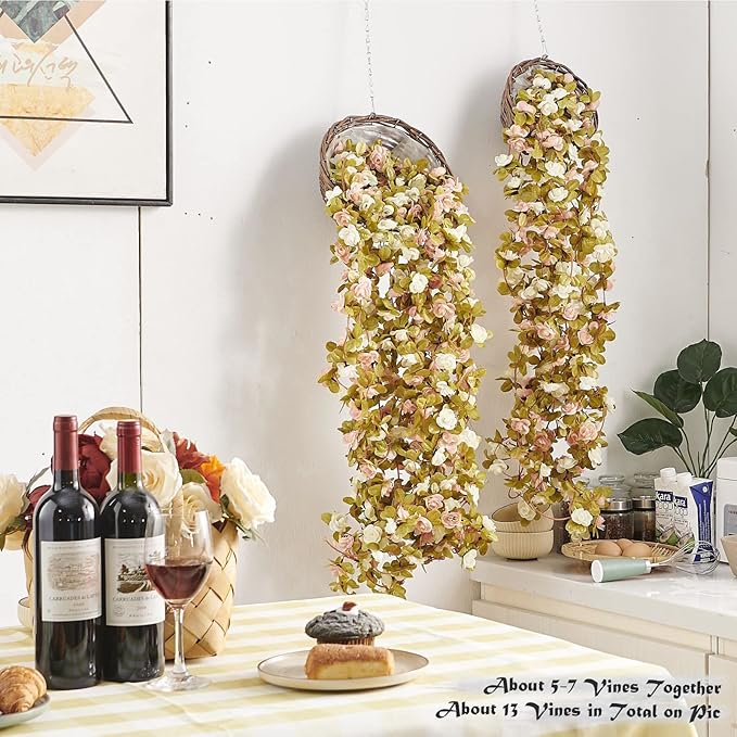 6 Pcs x 8.2 ft Flower Garland Artificial Rose Vine Flowers - Image 2