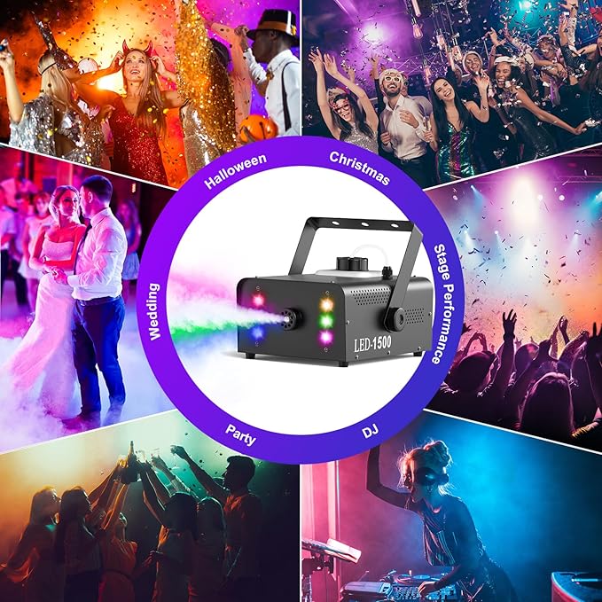 Fog Machine with 6 RGB LED Lights, 1500W Smoke Machine - Image 8