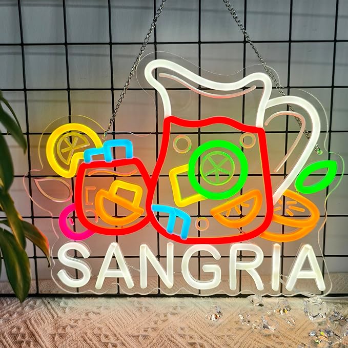 CNBEYOUNG Sangria Neon Sign, Neon Lights Hanging Wall Art Decoration - Image 6