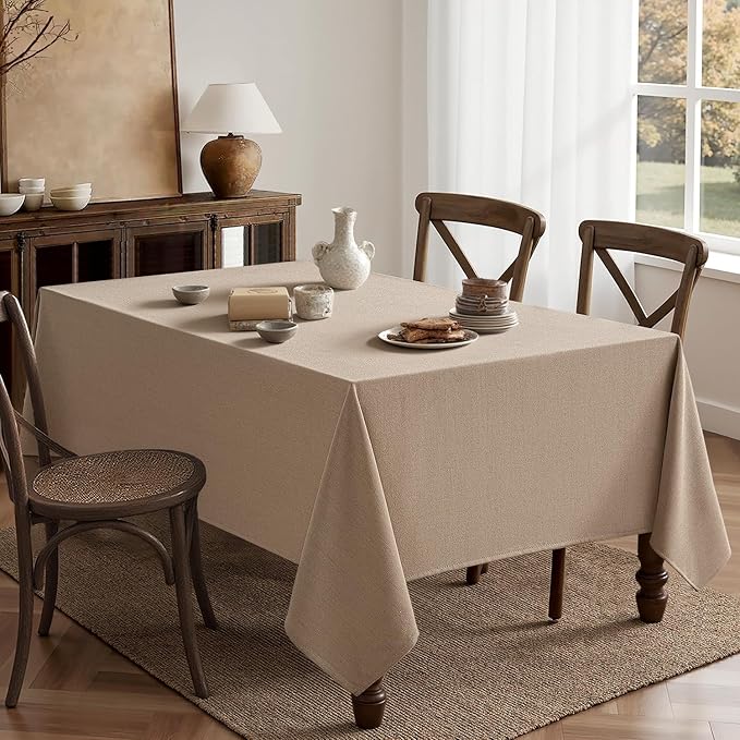 MIULEE Brown Linen Tablecloth 60x84 Inch Rectangle Table Cloth Waterproof - Image 6