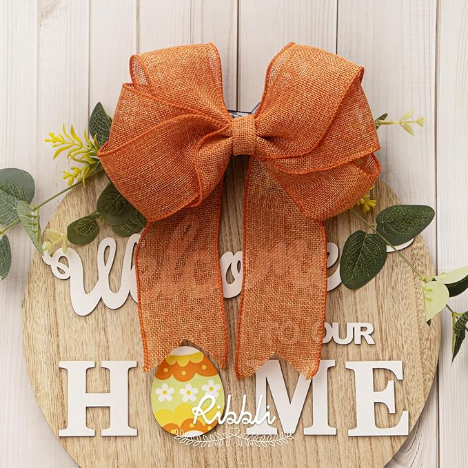 Ribbli Orange Burlap Wired Ribbon, 2-1/2” Inch x Continuous 20 Yard, Wired Edge - Image 2