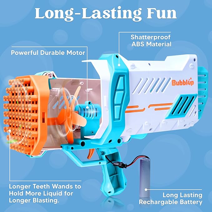 Sloosh Bubble Machine Guns, 69 Holes Bubble Gun Blaster Blower - Image 7
