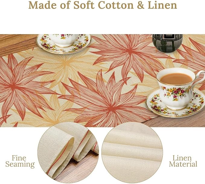 Autumn Chrysanthemum Table Runner, Vintage Modern Geometric Floral Boho Table - Image 7