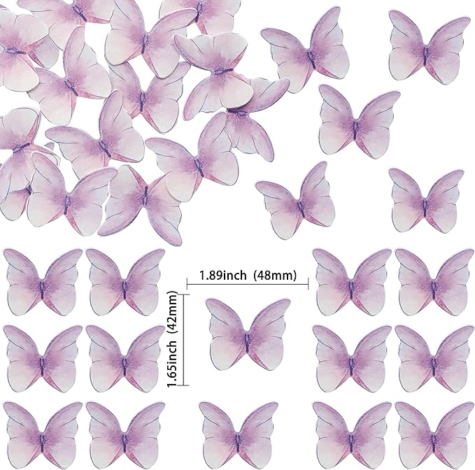 Ephlyn 48Pcs Edible Butterfly Cupcake Toppers Cute 3D Butterfly Cake Picks - Image 2