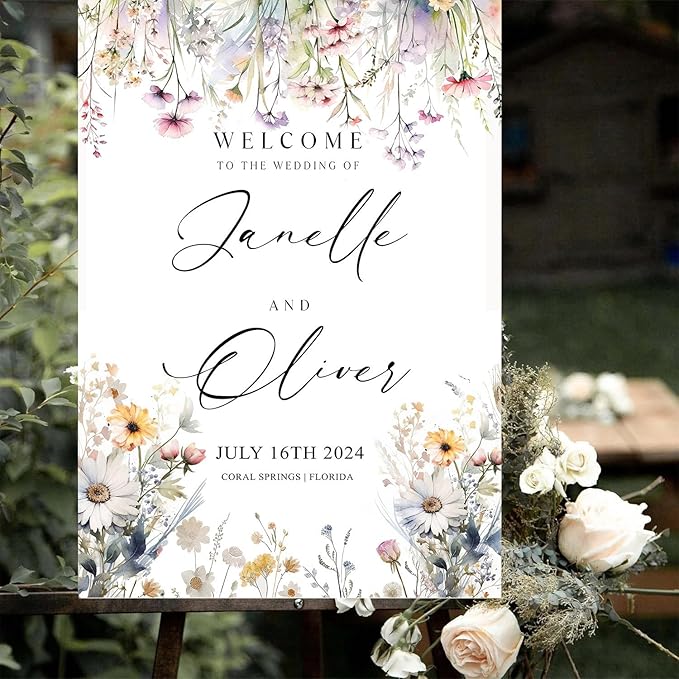 Generic Wildflower Welcome Sign, Wedding Welcome Sign, 24x36 Inches - Image 4