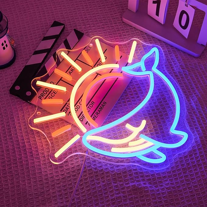 Whale Neon Sign for Wall Decor Ocean Neon Light Sunrise Sunset LED Neon Sign - Image 2