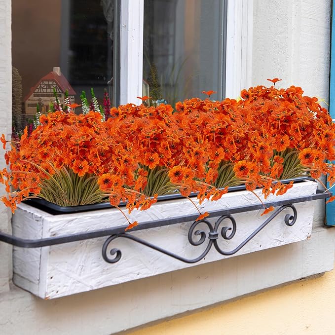 20 Bundles Artificial Fall Flowers Outdoor UV Resistant Fake Flowers No Fade - Image 2