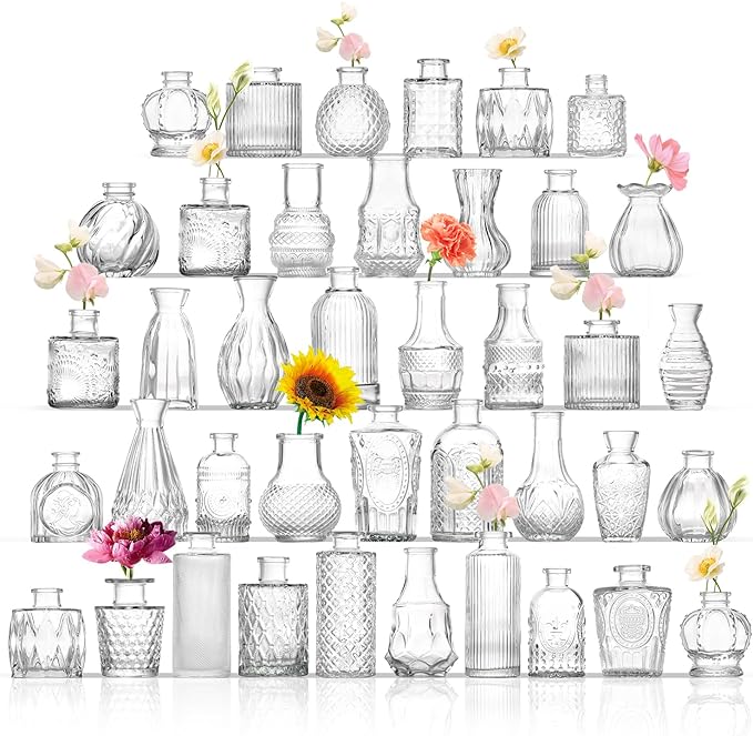Bud Vases Set of 40, Small Glass Vases by ROLLSCERAY
