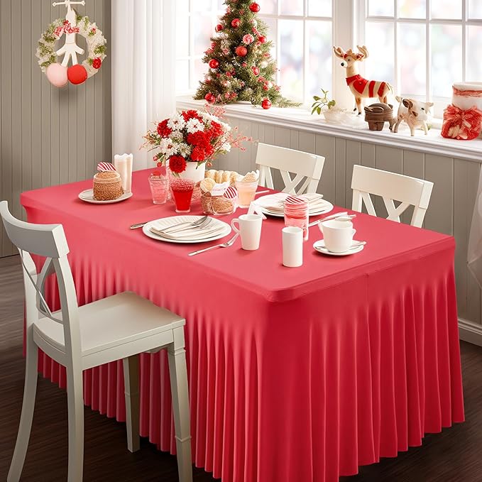 2 Pack Red Spandex Table Clothes - Image 7