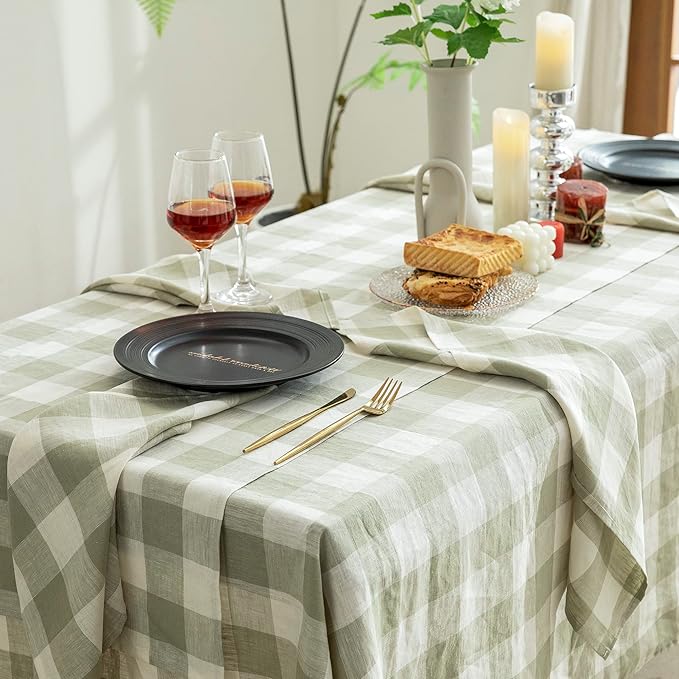 EVERLY 100% Yarn-Dyed Linen Rectangle Tablecloths 60x108Inches - Image 3